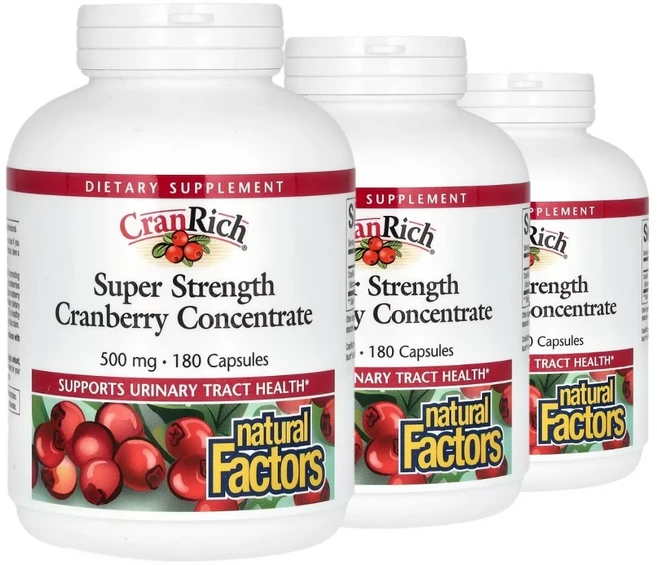 네츄럴팩터스 크린리치 슈퍼스트랭스 크랜베리 ​​농축액 500 mg 180 캡슐 x 3, 180정, 3개 - 쿠팡