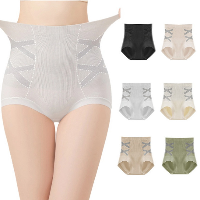 JLVJ 여성 생리팬티 하이웨이스트 여성 속옷 삼각 팬티 6종 세트 여성 팬티