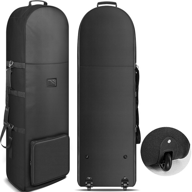 Bornoon 튼튼한 손잡이 골프백 항공커버 바퀴형, 블랙