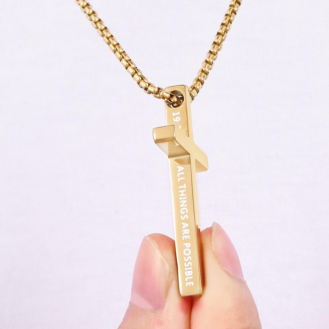 서플라이랩 써지컬스틸 뉴성경 말씀 십자가 목걸이 펜던트