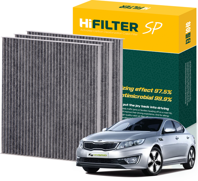 하이필터 기아 자동차 K5 활성탄 에어컨필터, 3개, K5 HEV (TF) HI-B002