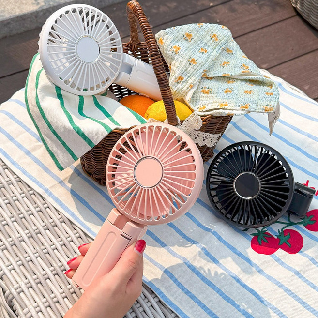 우산고정 휴대용 선풍기 핸드 미니 탁상용 멀티 손풍기, 화이트