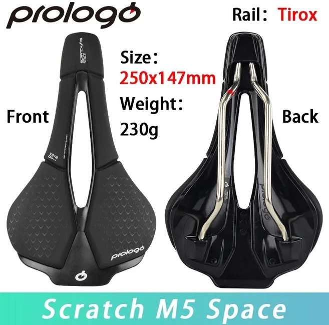 Prologo Scratch M5 Space/Pas Pro T2.0 도로 MTB 도시 여행용 Tirox 레일 자전거 안장 XC 자갈 사이클링, 02 Space Tirox 147mm, 1개