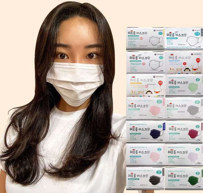 해오름 KF-AD 비말 덴탈마스크 흰색 대형, 50개입, 4개, 화이트