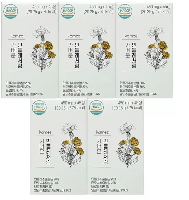 카미 가벼운 민들레처럼 450mg x 45정 5개, 1개