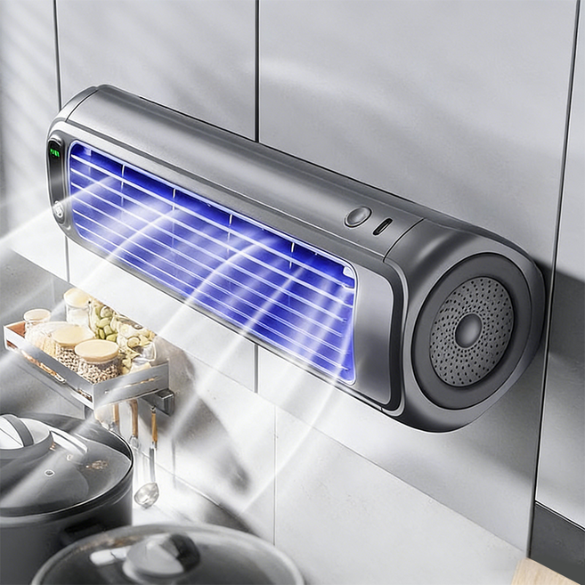 무소음 벽걸이 미니 선풍기 무타공 설치 가능 침실 주방 화장실 기숙사 벽걸이형 가정용 소형 간편 이동 에어컨 바람 쾌적, 블랙, 미니 에어컨 선풍기