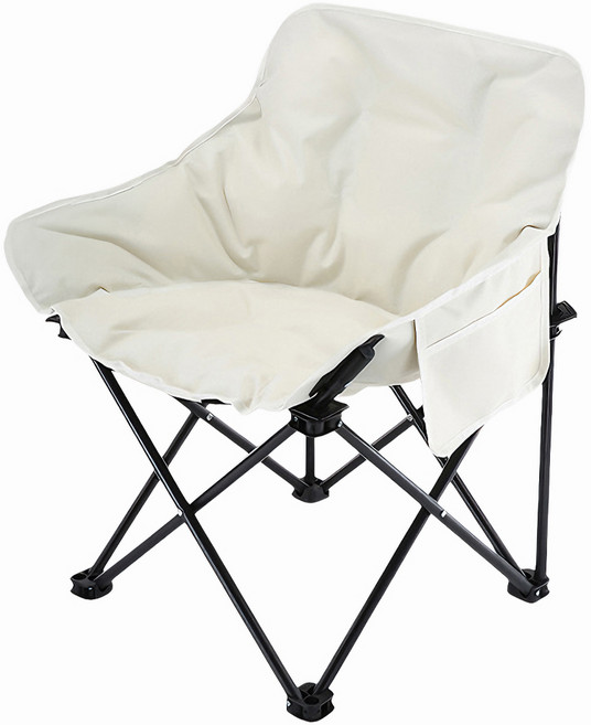 JAMIROWN 원터치 와이드 쿠션 경량체어 백패킹 접이식 캠핑의자, 화이트+전용가방, 1개