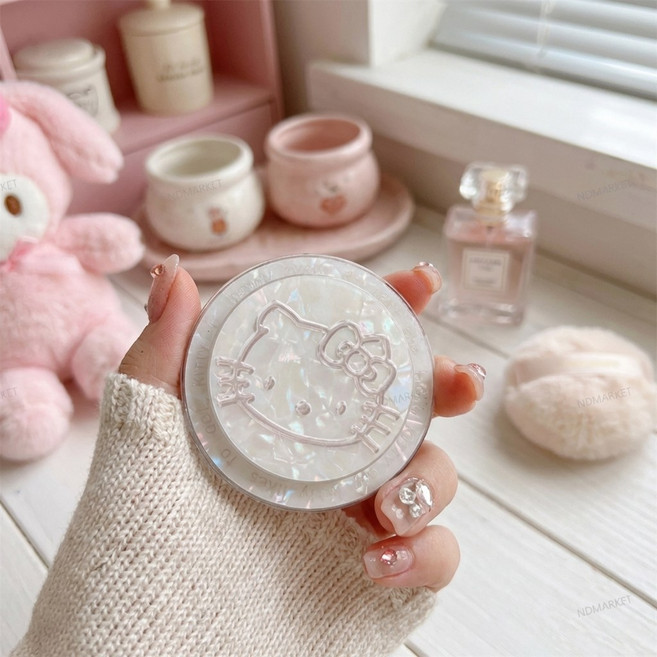 에이씨엠 헬로키티 산리오 리락쿠마 맥세이프 그립톡 스마트톡 거치대 갤럭시 아이폰, 1개, 키티 자개톡