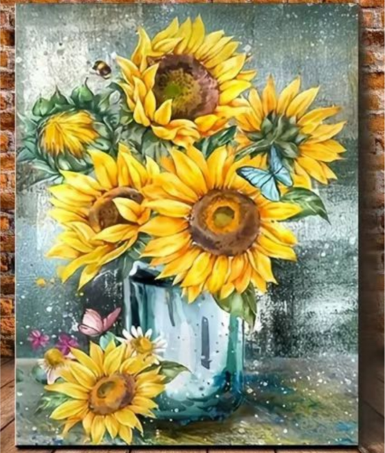 [샵포유] DIY 유화 그림 그리기 세트 (40x50cm), 1세트, 레트로 해바라기