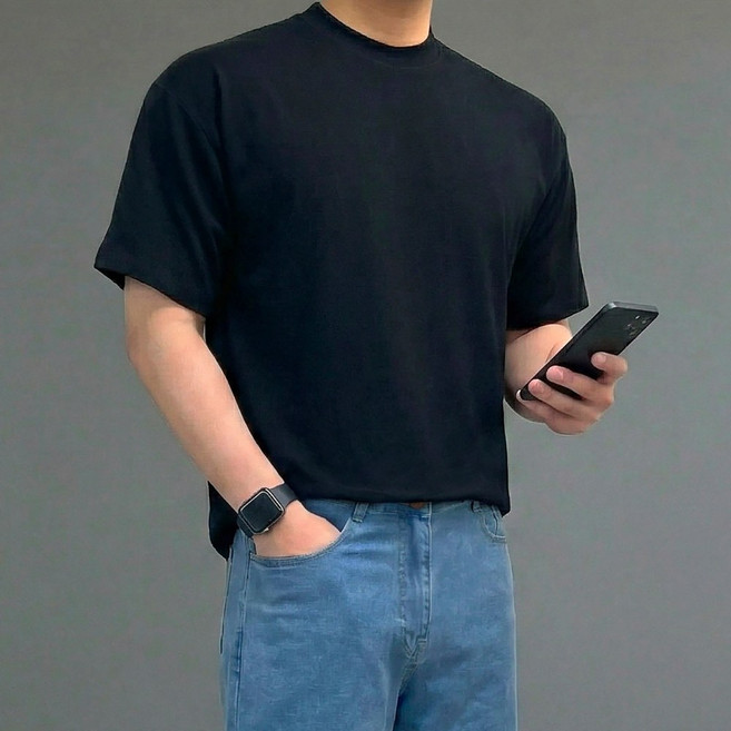 산토그리얼 남자 크롭 헤비웨이트 두꺼운 10수 반팔티
