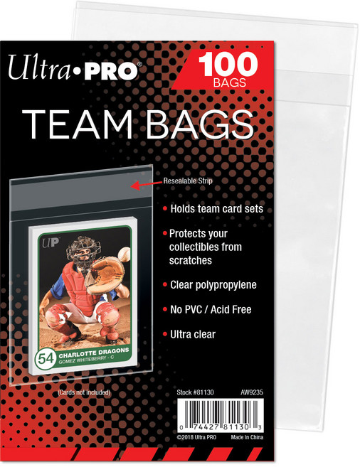 (1팩 100장) 울트라프로 탑로더용 팀백 슬리브 속지 (Ultra Pro Team Bags Resealable Sleeves), 1, 투명