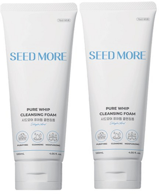 시드모어 퓨어휩 여드름 완화 기능성 폼클렌져 클렌징폼 폼클렌징, 2개, 120g
