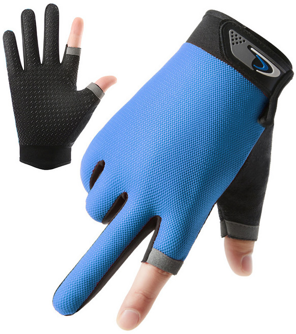데이프로젝트 오토바이 장갑 반장갑 미끄럼방지 2컷 장갑 메쉬, 블루