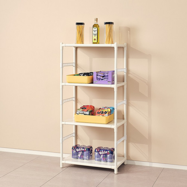 엠에프매직하우스 철제 팬트리 앵글 시스템 수납선반 4단, 화이트, 1개