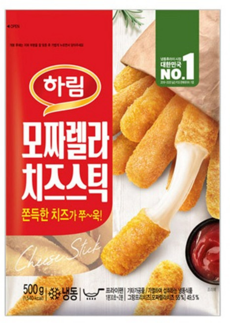 [현대프리마켓] 하림 모짜렐라 치즈스틱, 500g, 1개