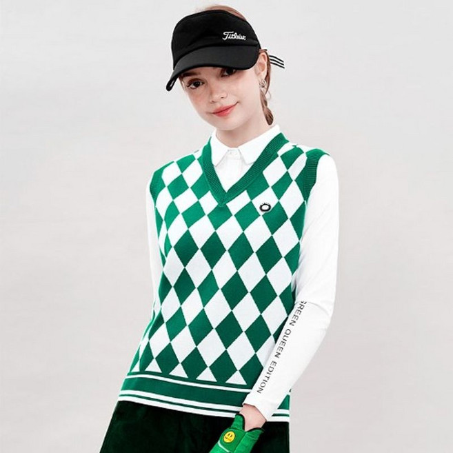 [체스골프-무료배송] 미우 퍼포먼스 다이아 여성골프 니트조끼 여성골프조끼 골프니트조끼 골프베스트