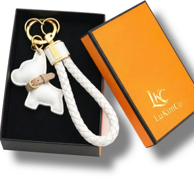 가죽 강아지 키링 키홀더, 럭셔리화이트, 1개