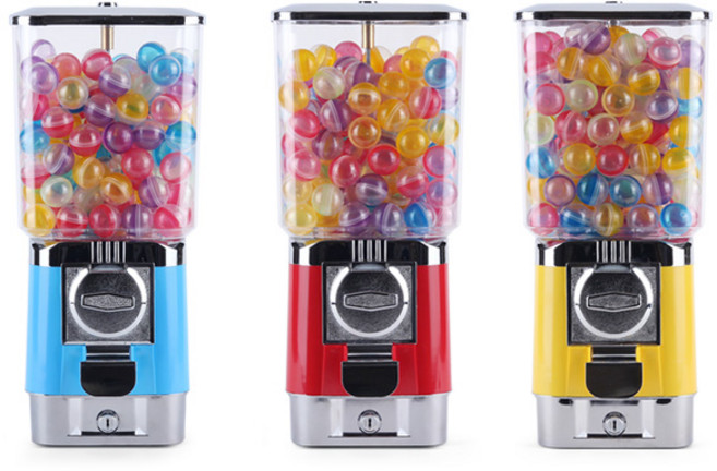 크크섬 추억의 캡슐뽑기기계 가챠 머신 소형 토이미니어처 뽑기기계 캡슐토이, 옐로우 [500원 동전1개용], 1개