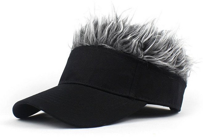 머리카락달린모자 가발 머리카락 모자 스포츠 낚시, 그레이, 1개