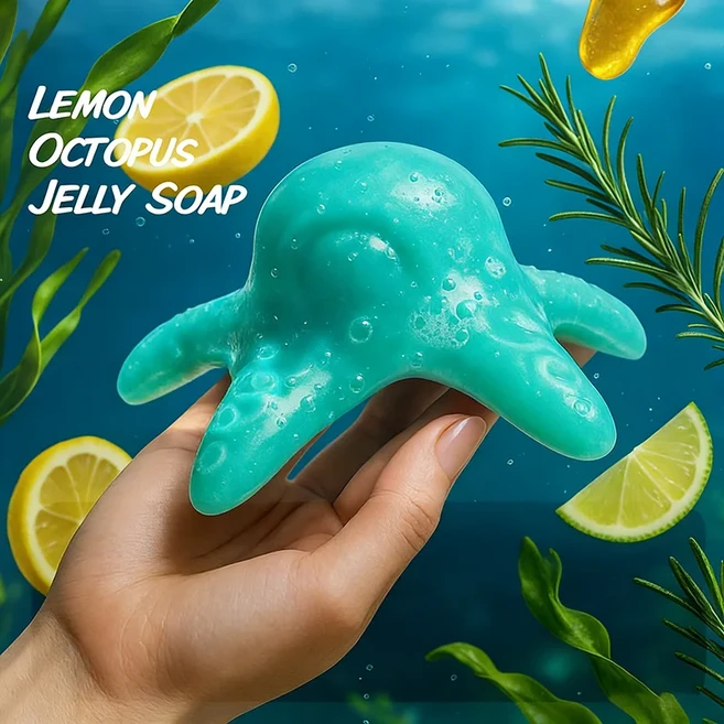 브랜드 마일드 영양 핸드메이드 젤리 비누 플로럴 프루티 향 샤워젤 에센셜 오일 목욕 손세정 세안, 04 Blue Lemon 190g