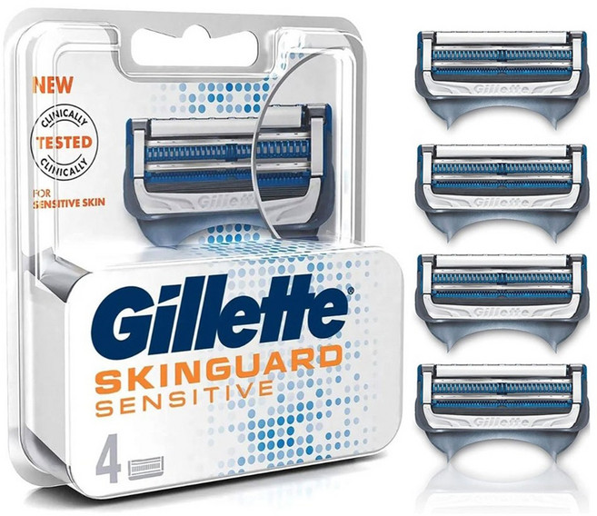 질레트 스킨가드 센서티브 면도날 카트리지, 1개, 4개입