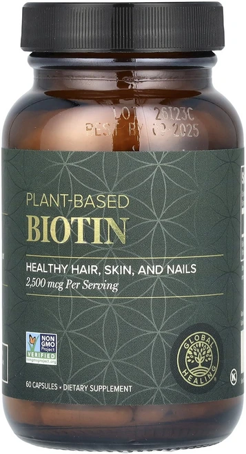 Global Healing 식물성 비오틴 2500mcg 캡슐 60정, GlobalHealing식물성비오틴2500mcg캡슐60, 1개 - 쿠팡