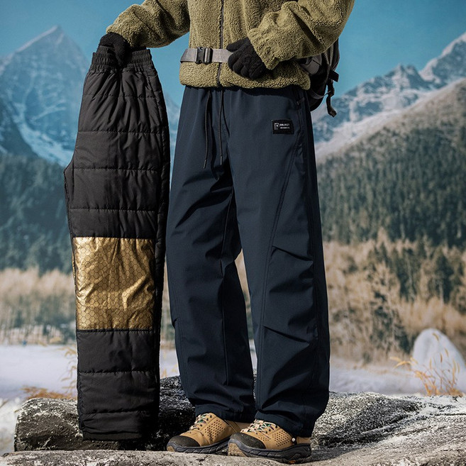 東北保暖工裝羽絨棉褲男冬季加絨加厚外穿防風防水防寒滑雪衝鋒褲