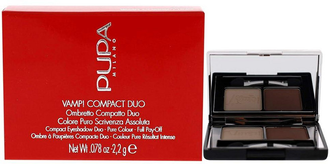 PUPA Milano Vamp! 컴팩트 듀오 아이섀도우 가능한 커버리지 훌륭한 블렌딩 고농도 안료 질감 005 밀크 초콜릿 2.2g0.07온스 188593, 핑크 어스