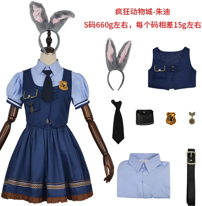 토끼 경찰관 코스프레 의상; 주토피아 주디 소녀 JK 전시회 유니폼, 03 S, 02 하얀색