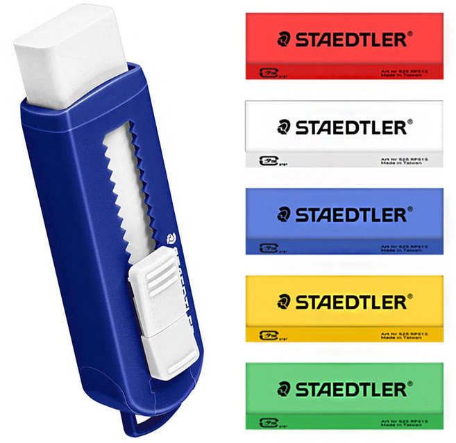 스테들러 525 PS1 슬라이딩 지우개 + 칼라리필 5p 세트, 혼합 색상, 1세트