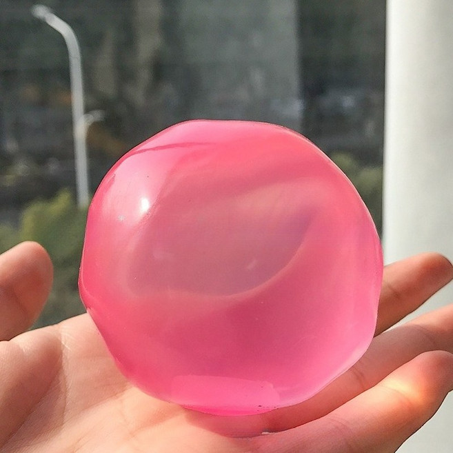 반투명 크리스탈 스트레스해소볼 코코넛 오일 말랑이 스퀴시 장난감(느린 회복 부드러운 스트레스 볼), 분홍색