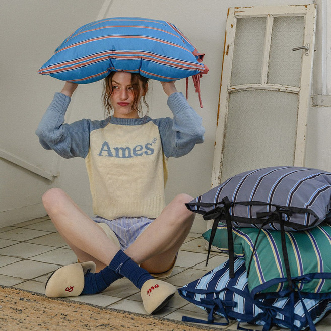 프레피 스트라이프 리본 베개커버 50*70 8컬러