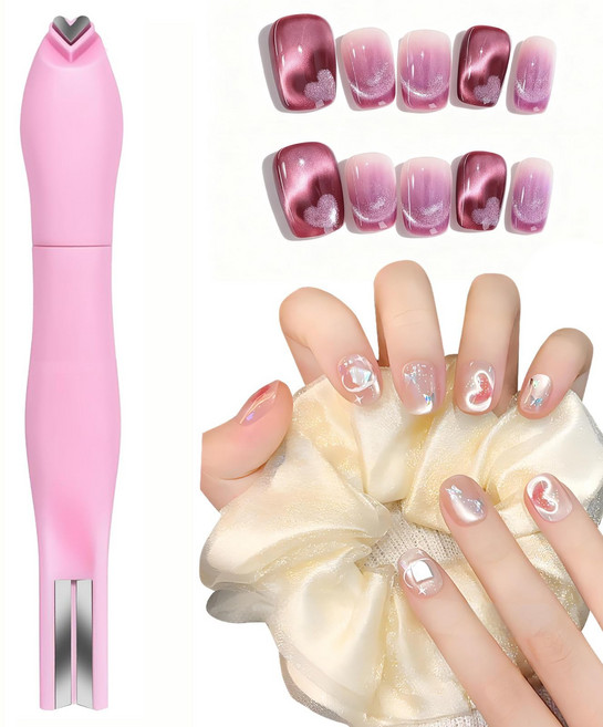 하트 라인 모양 고양이 눈 자석 스틱 고양이 눈 젤 폴리시 마그네틱 매니큐어 살롱 도구, 1개, 분홍색