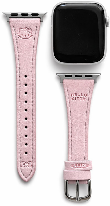 고양이 각인 스웨이드 가죽 애플워치 스트랩, 1개, 핑크