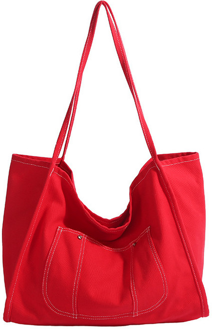 韩版帆布包大容量街头休闲逛街购物袋慵懒风单肩女包松弛i托特包