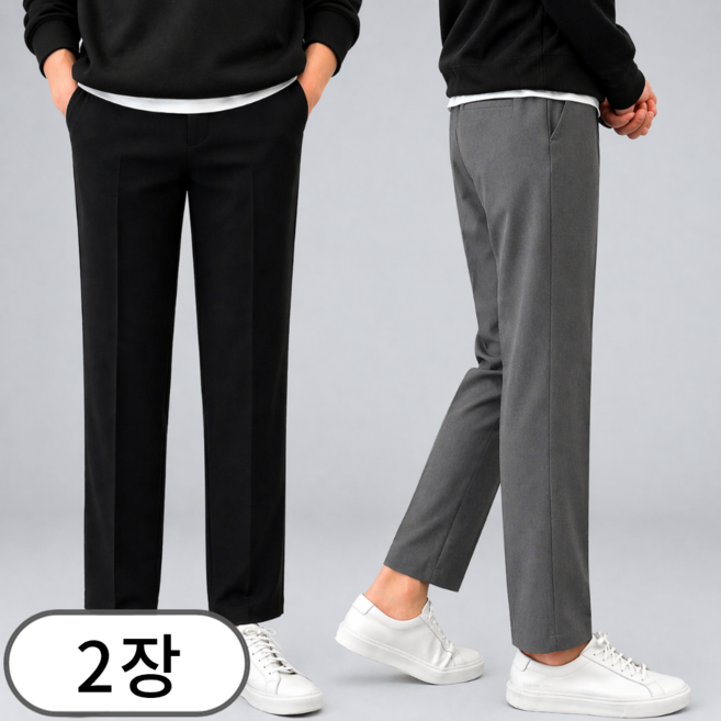 [1+1] 남성용 스판 밴딩 일자핏 슬랙스 빅사이즈 (3637-2)