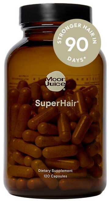 Moon Juice - SuperHair - 건강하고 두껍고 강한 모발을 위한 천연 모발 영양 보충제 및 멀티비타민 - 250mg 아쉬와간다 500mcg 비오틴 및 120mg, 1개