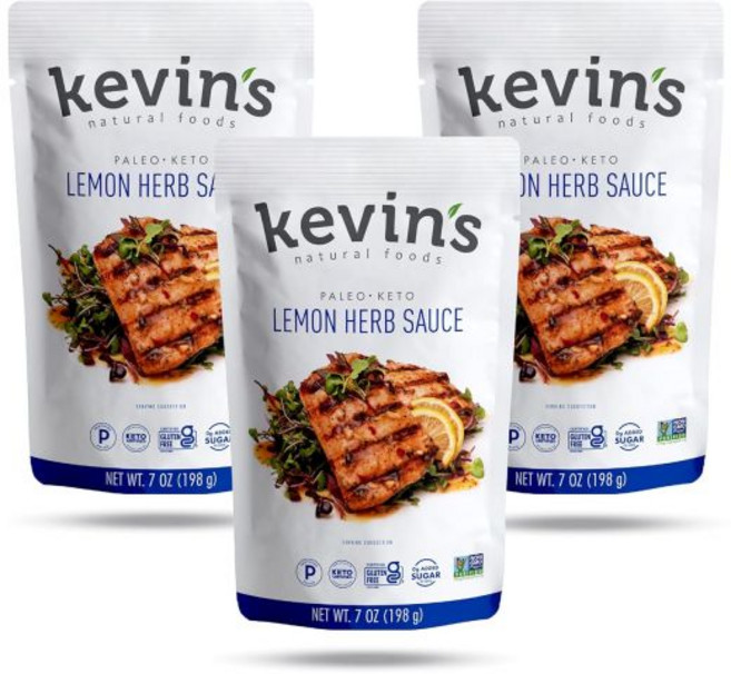 Kevin's Natural Foods 디핑 소스 케빈스 내추럴 푸드 허니 갈릭 팔레오 조림 볶음 글루텐 프리 없음 비변형식품 3팩, 레몬 허브, 7 온스 (3팩)