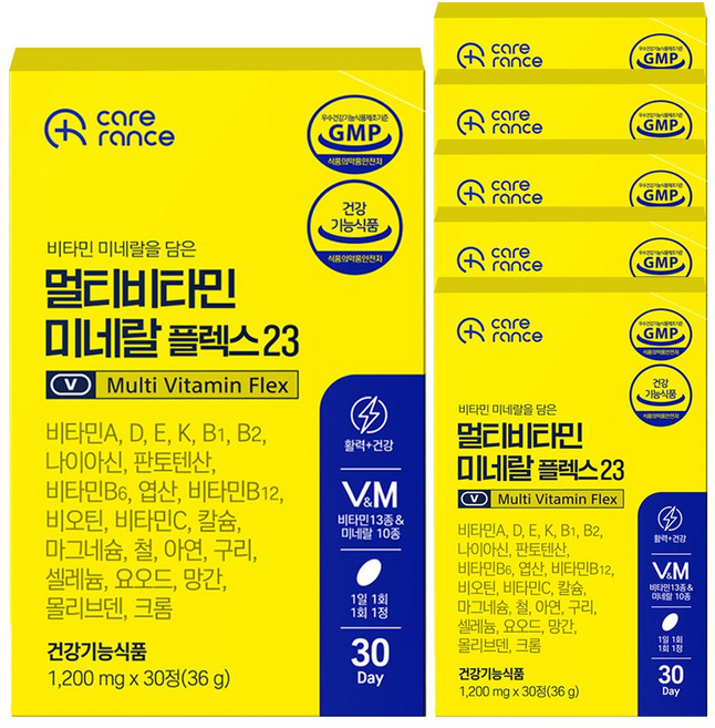 케어란스 30중 복합 기능성 멀티비타민 미네랄 플렉스 23 36g, 6개, 30정