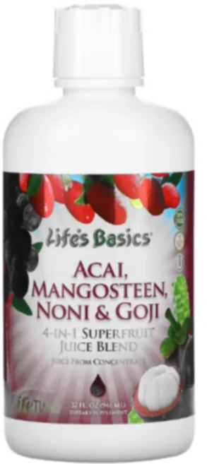 아사이/망고스틴/노니/고지 4인1 슈퍼프루트 주스 946ml 라이프타임 라이프스베이직스, 1개 - 쿠팡