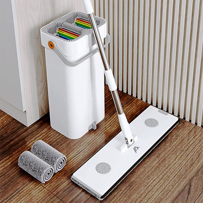 아이비 물걸레 밀대걸레 물통+밀대 4 in 1 사무실 극세사 밀대 대걸레 가정용 IVY-F240, 1세트