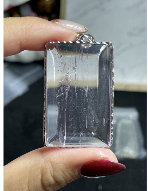 925銀鑲嵌紫鋰輝綠鋰輝吊墜