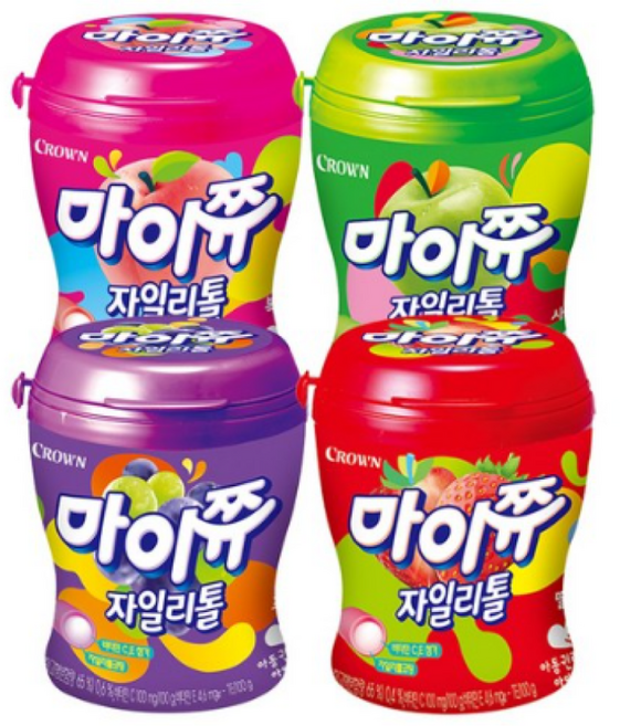 크라운 마이쮸 자일리톨 용기 110g 딸기3개+사과3개+복숭아3개+포도3개, 1세트, 1.32kg