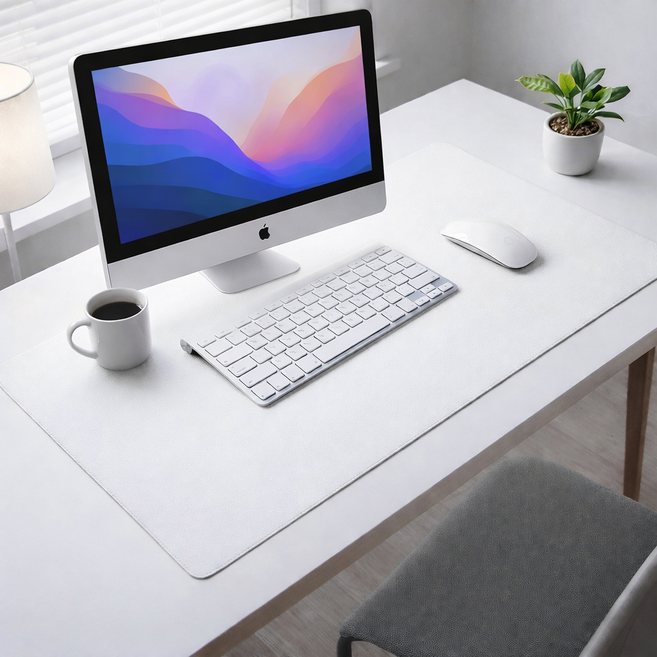 데일리코브 프리미엄 가죽 논슬립 데스크매트 와이드 장패드 책상보호, 화이트