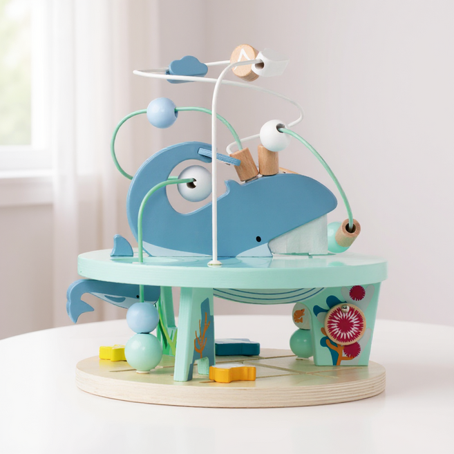 클래식월드 마린 비즈 원목 롤러코스터 돌 선물 유아 아기 장난감 소근육 발달 놀이 교구, 클래식월드 마린비즈롤러코스터