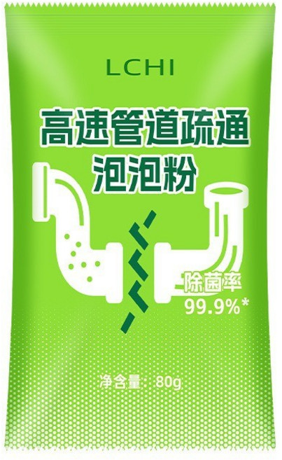 LCHI 高速管道疏通活氧泡泡粉 廚房下水道馬桶疏通劑, 1個, 80克4袋, 80g