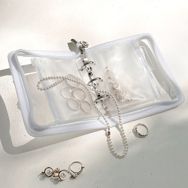 푸꾸푸꾸 악세사리 보관함 주얼리 지퍼백 파우치 케이스, 1개, 02.화이트 (반투명지퍼백 5P)