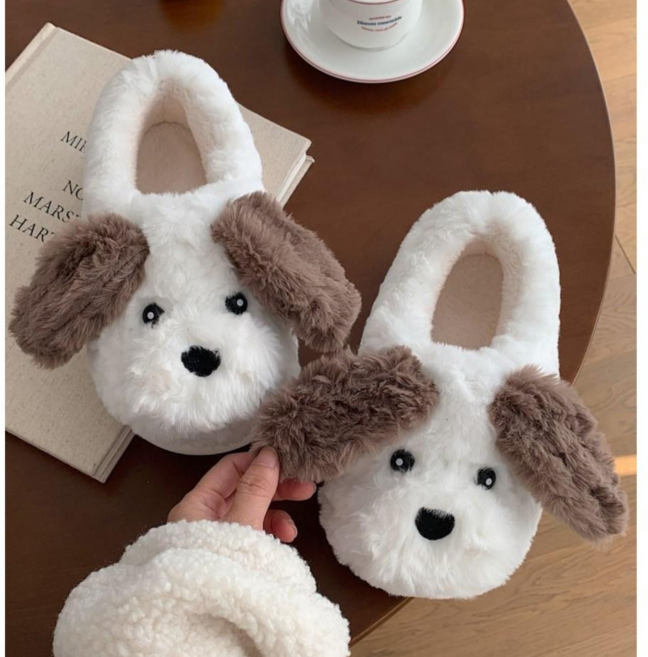 강아지 겨울 털 실내화 거실화 EVA 학교 사무실 귀여운 푹신한 쿠션 방한 슬리퍼