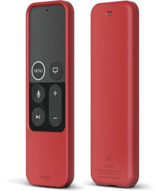 엘라고 R2 슬림 케이스 Apple TV Siri 리모컨 4K / 4세대 블랙 - 미끄럼 방지 핏 내구성 있는 소재 스크래치 없는 실리콘 충격 흡수 기능, Red