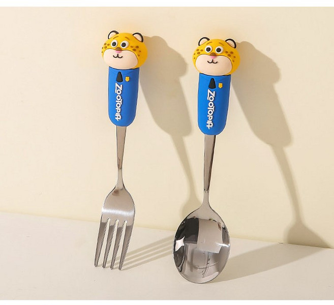 주토피아 캐릭터 스푼 포크세트 숟가락 어린이 유아 키즈 수저세트, 1세트, 스푼포크, 벤자민